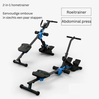 Roeitrainer Hometrainer Roeimachine Zwart Blauw