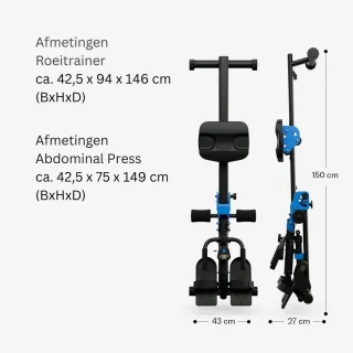 Roeitrainer Hometrainer Roeimachine Zwart Blauw
