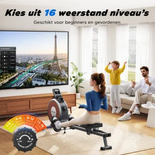 Roeitrainer Inklapbaar Met LCD Scherm En App