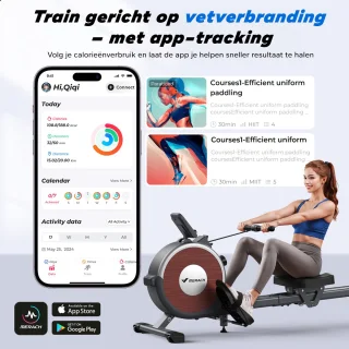 Roeitrainer Inklapbaar Met LCD Scherm En App