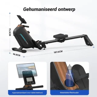 Roeitrainer Inklapbaar Zwart Hometrainer