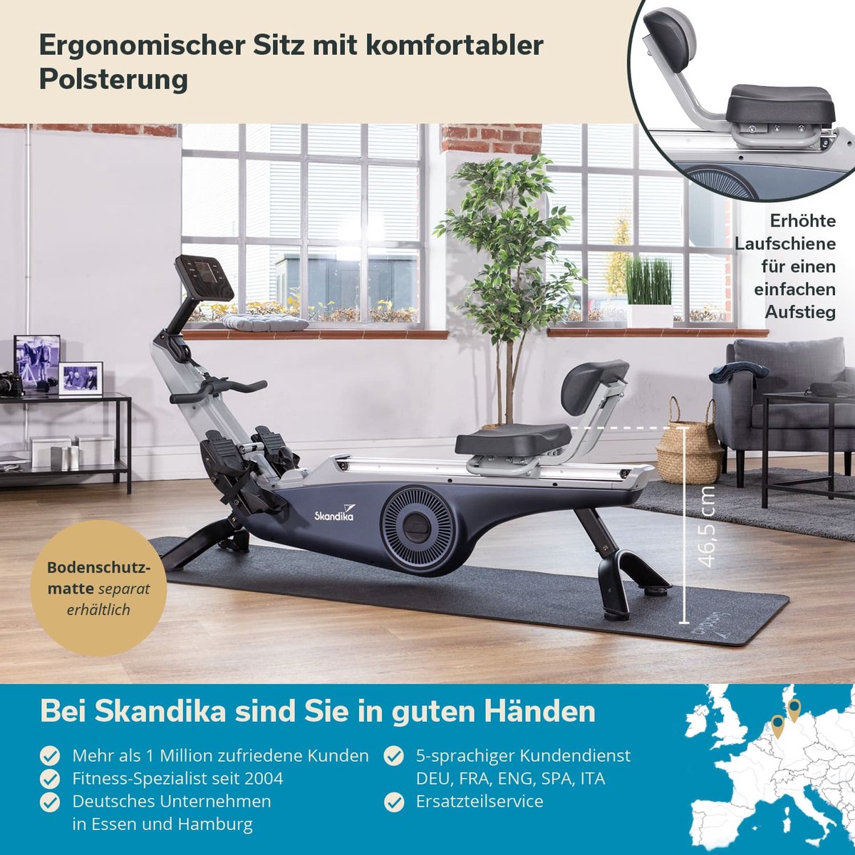 Wat vinden we goed aan de Skandika Freki Plus Roeimachine magnetisch 8 kg blauw/grijs