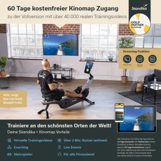 Skandika Freki Plus Roeimachine magnetisch 8 kg blauw/grijs