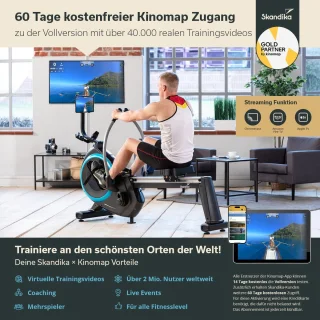 Skandika Nordlys Roeimachine Set inclusief Mat zwart/blauw