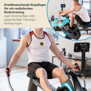 Skandika Nordlys Roeimachine Set inclusief Mat zwart/blauw