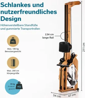 Skandika Styrke Premium Kersenhout Roeitrainer