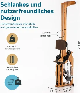 Skandika Styrke Premium Kersenhout Roeitrainer