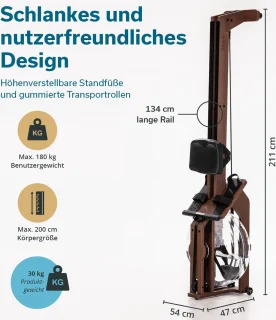 Skandika Styrke Premium Roeitrainer Koffiebruin/Zwart