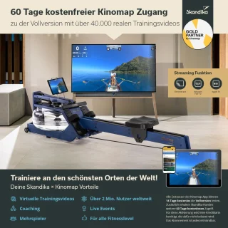 Skandika Styrke Premium Waterroeier Roeitrainer Kobalt Blauw/Zwart