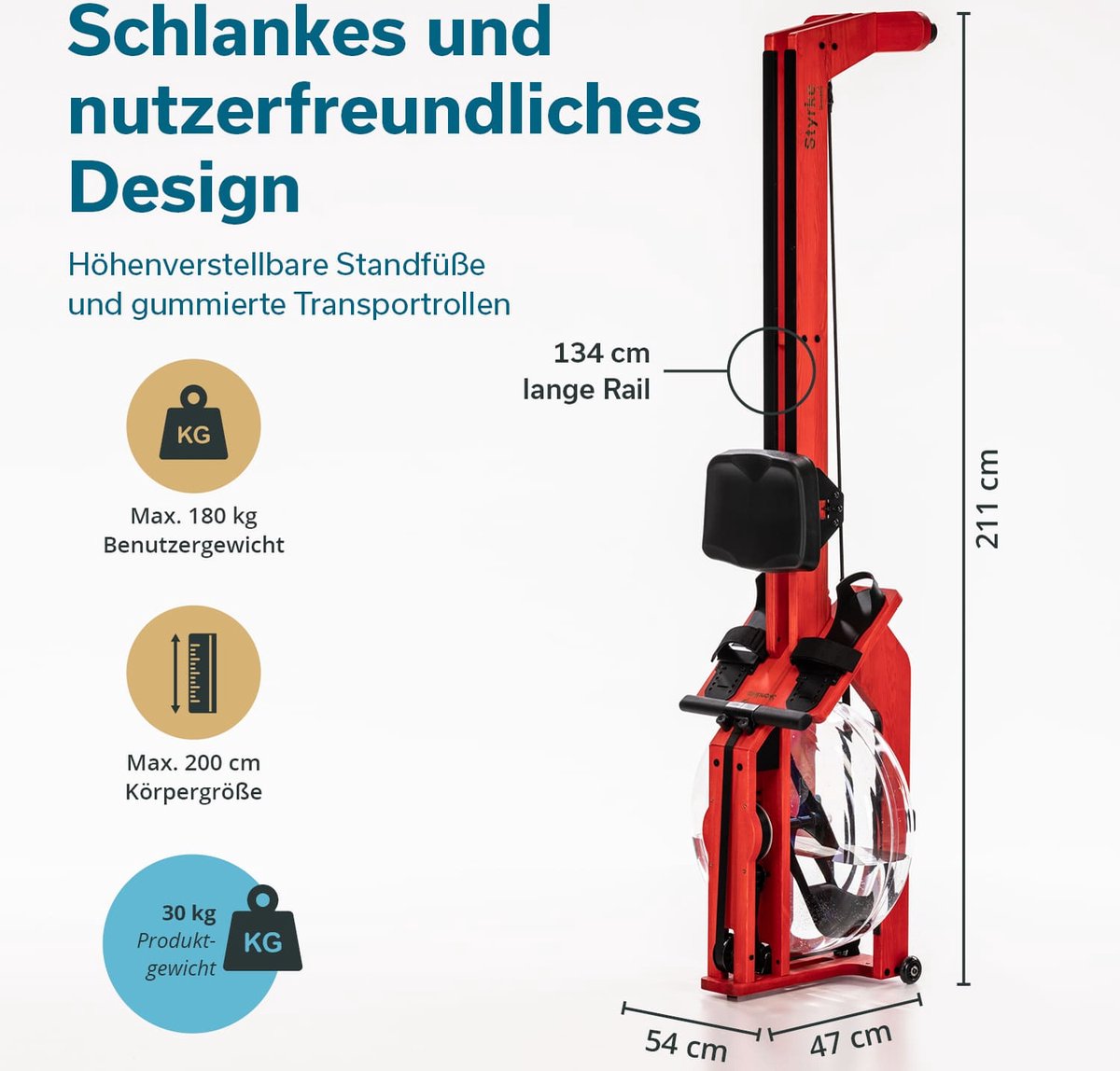 Wat vinden we goed aan de Skandika Styrke Premium Waterroeier Roeitrainer Rood/Zwart
