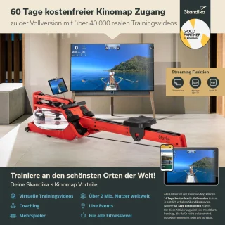 Skandika Styrke Premium Waterroeier Roeitrainer Rood/Zwart