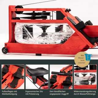 Skandika Styrke Premium Waterroeier Roeitrainer Rood/Zwart