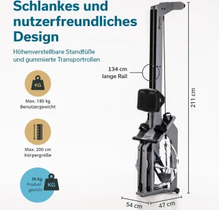 Skandika Styrke Premium Waterroeitrainer Essenhout Zilver/Zwart