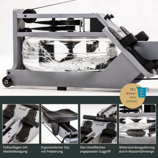 Skandika Styrke Premium Waterroeitrainer Essenhout Zilver/Zwart