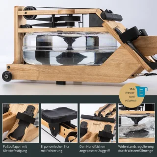 Skandika Styrke Roeitrainer Set Echt Essenhout Waterroeier