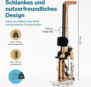 Skandika Styrke Waterroeitrainer essenhout zwart