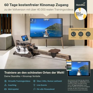 Skandika Styrke Waterroeitrainer Houten Roeiapparaat Zwart/Bruin