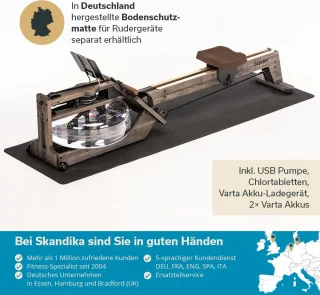Skandika Styrke Waterroeitrainer Houten Roeiapparaat Zwart/Bruin