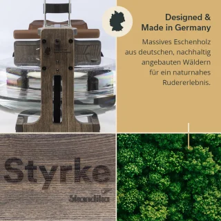 Skandika Styrke Waterroeitrainer Houten Roeiapparaat Zwart/Bruin