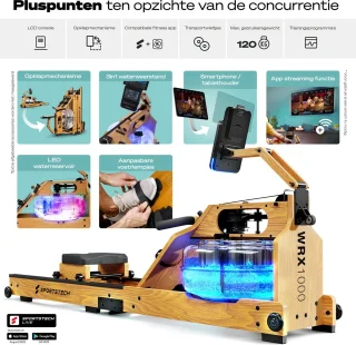 Sportstech WRX1000 Roeitrainer Echt Hout