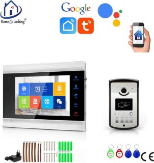 WIFI videofoon/intercom met 1 deurbel camera + 1 binnen paneel/scherm en kan werken met spraak gestuurde apps. T-2102 review