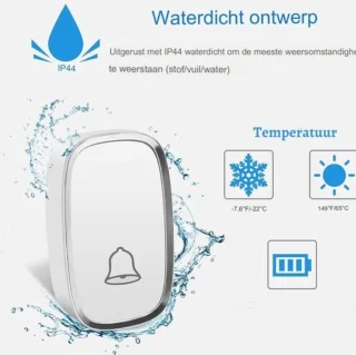 Draadloze Slimme Deurbel - Waterdicht - Wireless - 300m Bereik - LED-Indicator - 1 Zender & 2 Ontvangers - 36 Beltonen - 5 Volumes