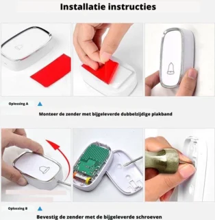Draadloze Slimme Deurbel - Waterdicht - Wireless - 300m Bereik - LED-Indicator - 1 Zender & 2 Ontvangers - 36 Beltonen - 5 Volumes
