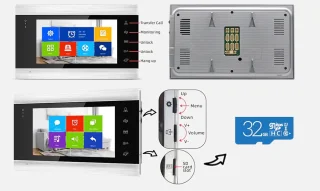 WIFI videofoon/intercom met 1 deurbel camera + 1 binnen paneel/scherm + camera en kan werken met spraak gestuurde apps. T-2103VC