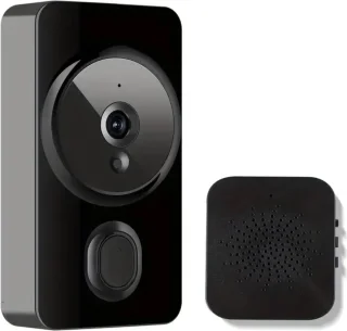 Bovista Video Deurbel - Deurspion Met Camera En Wifi - Videodeurbel - Draadloos - Deurbel (t-ring geluid) - Camera - Buiten - Videoconversatie - Glanzend Zwart