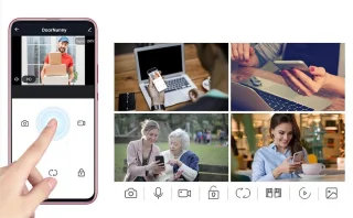 WIFI videofoon/intercom met 1 deurbel camera + 1 binnen paneel/scherm en kan werken met spraak gestuurde apps. T-2103