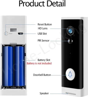 WIFI deur intercom/videofoon 2.0MP met 2 oplaadbare batterijen en kan werken met spraakgestuurde apps. T-2090.