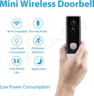 WIFI deur intercom/videofoon 2.0MP met 2 oplaadbare batterijen en kan werken met spraakgestuurde apps. T-2090.