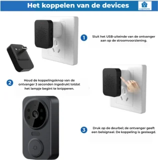 Slimme videodeurbel met nachtzicht en app – Draadloos, met tweeweg audio