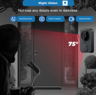 Slimme videodeurbel met nachtzicht en app – Draadloos, met tweeweg audio