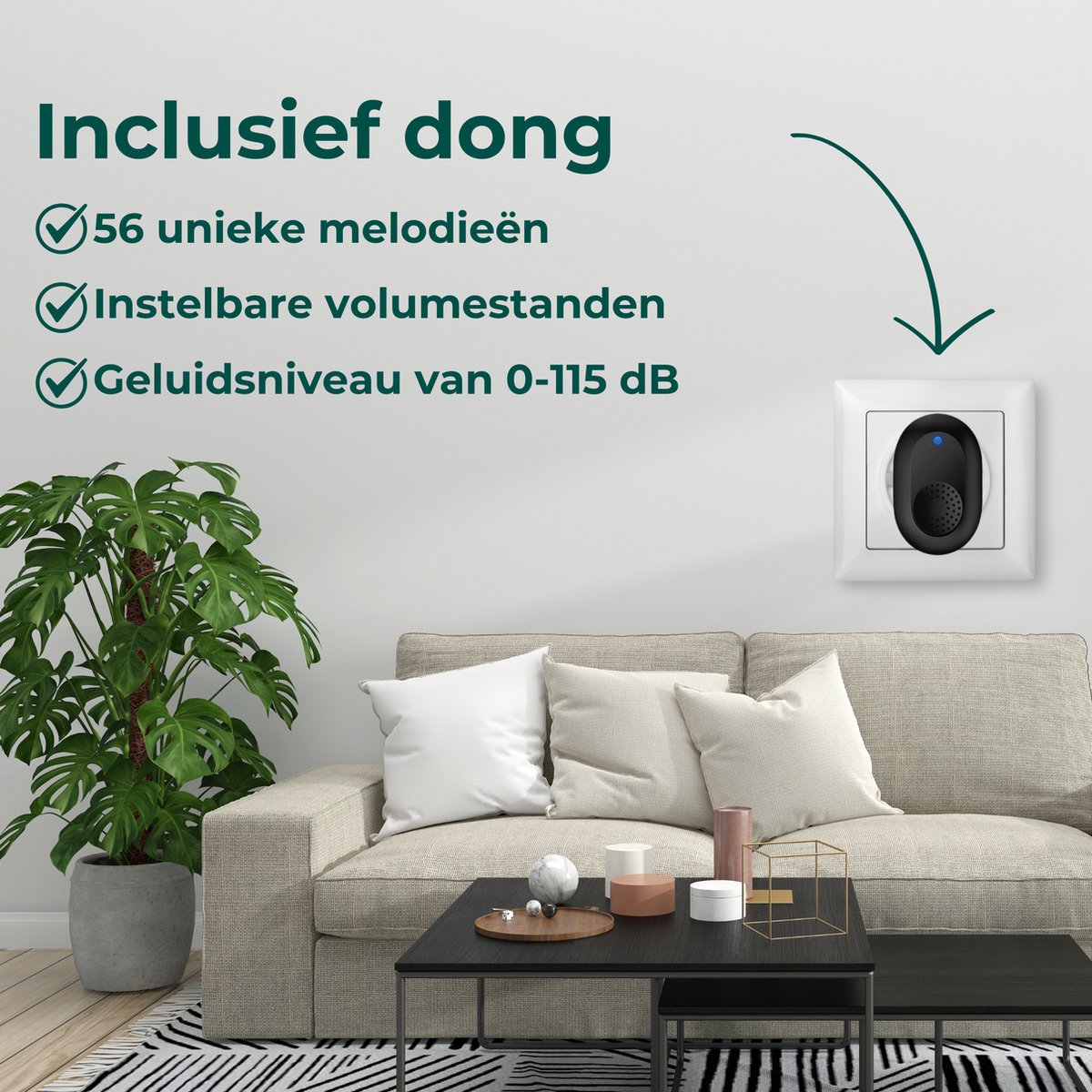 AKSA Home Video Deurbel 1080P met Camera en Gong 64GB