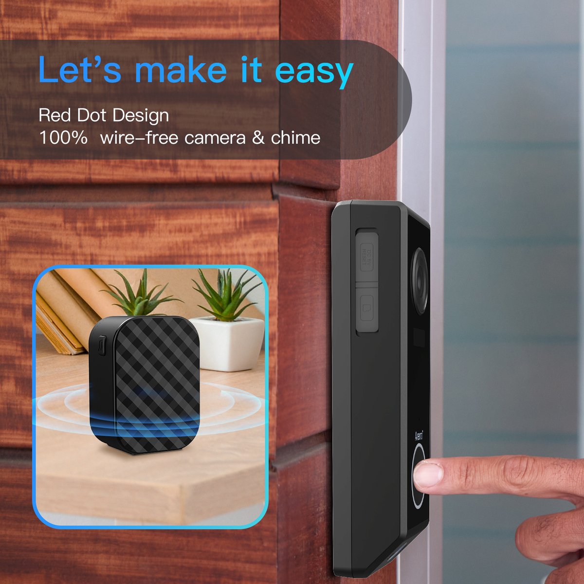 Arenti P10 Videodeurbel Wifi Dual Lens 3MP Zwart
