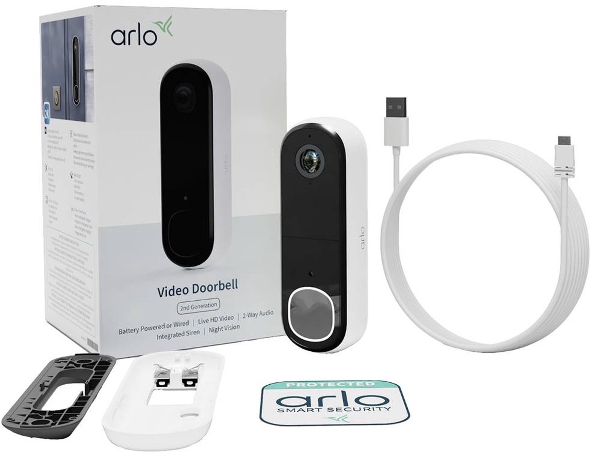 Arlo HD Video Deurbel Draadloos Wit 1 Stuk