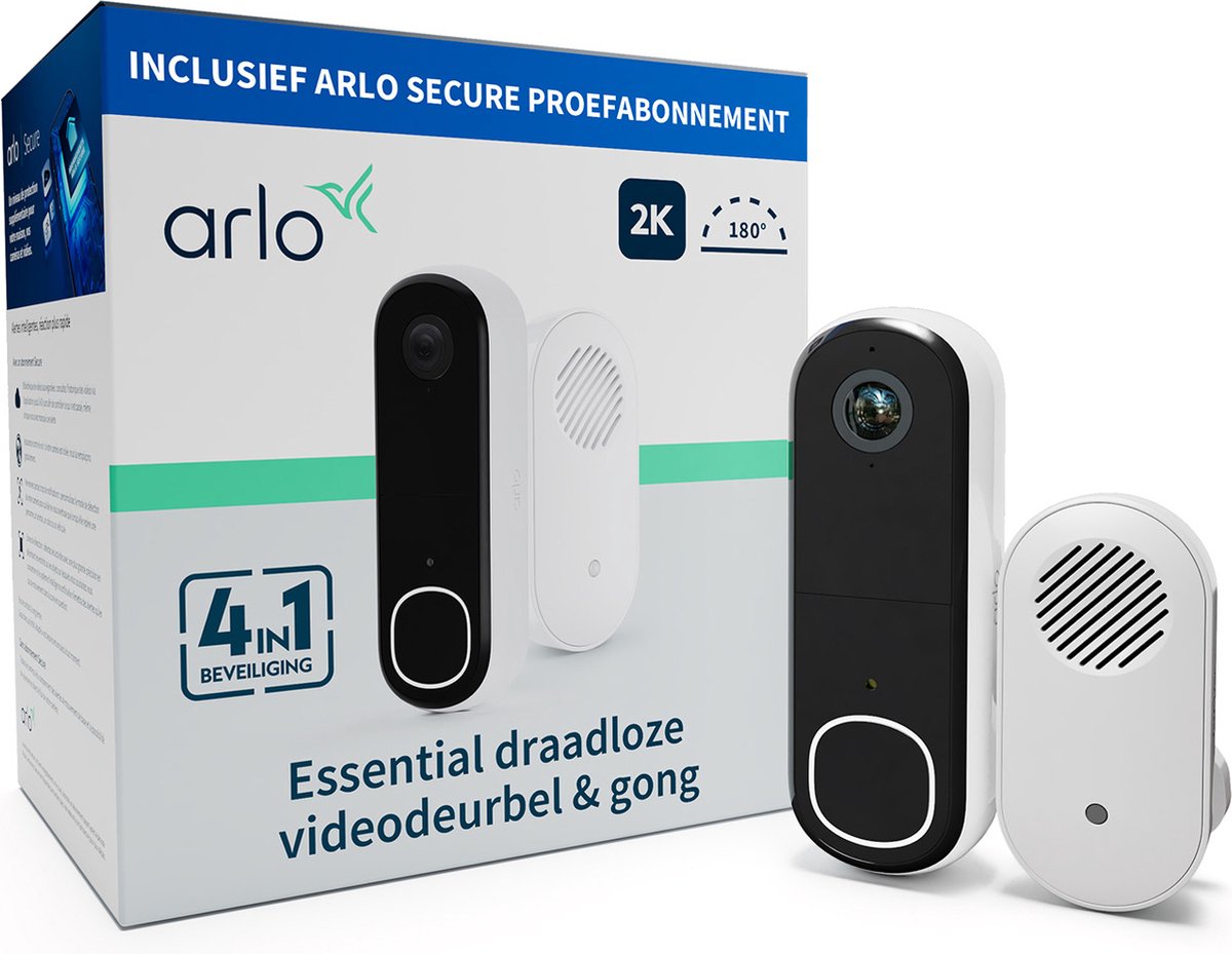 Arlo Video Deurbel 2K Draadloos Wit 1-Set