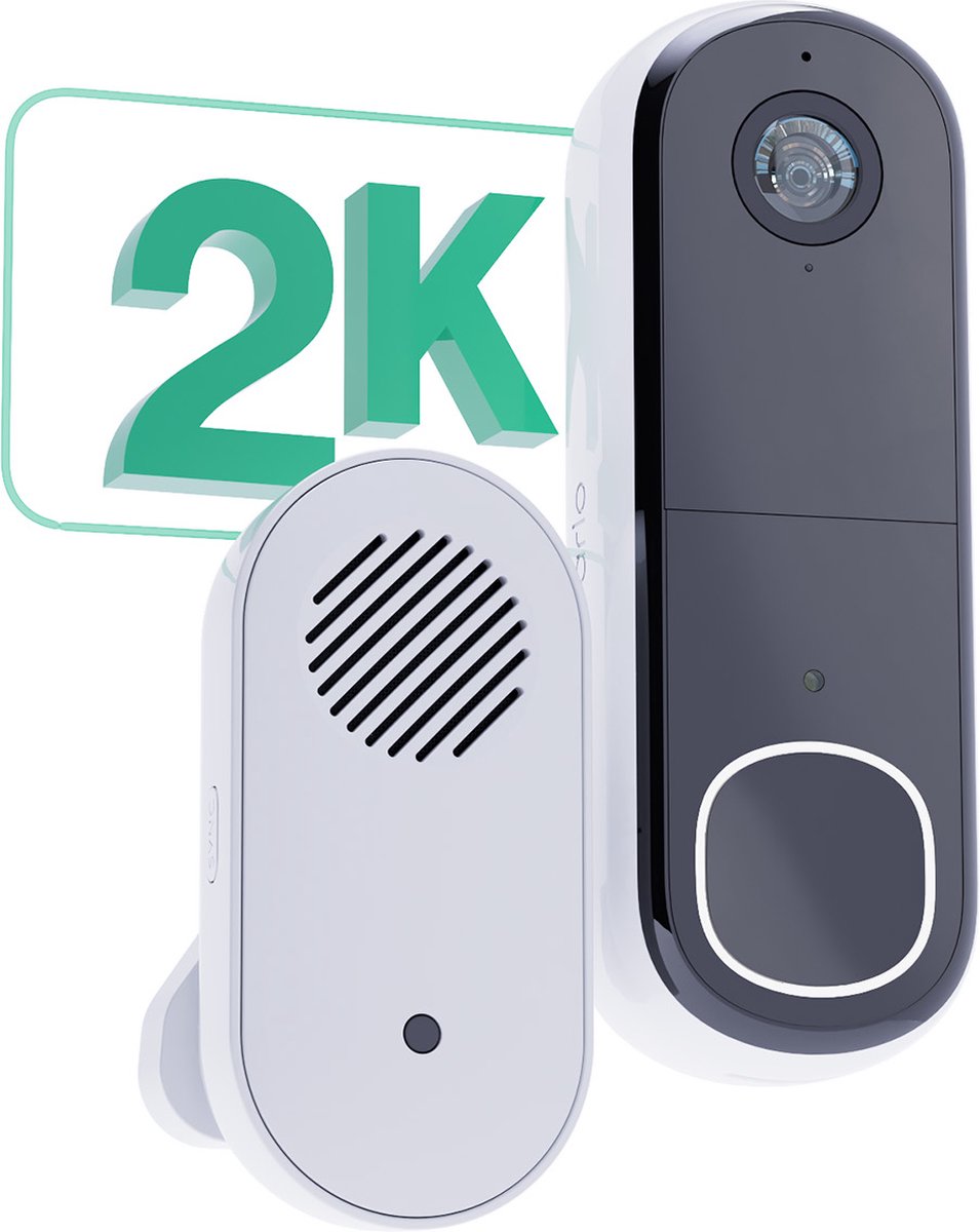 Arlo Video Deurbel 2K Draadloos Wit 1-Set