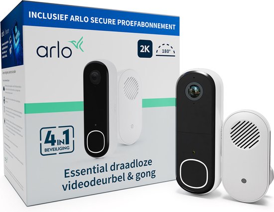 Arlo Video Deurbel 2K Draadloos Wit 1-Set