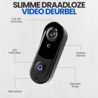 Azorix Slimme Draadloze Video Deurbel 1080P met SD-Kaart en Draadloze Gong