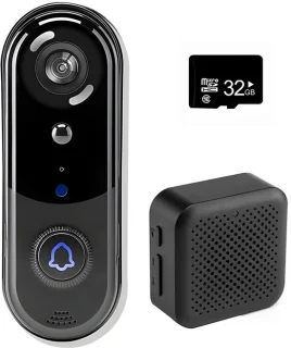 Azorix Slimme Draadloze Video Deurbel 1080P met SD-Kaart en Draadloze Gong
