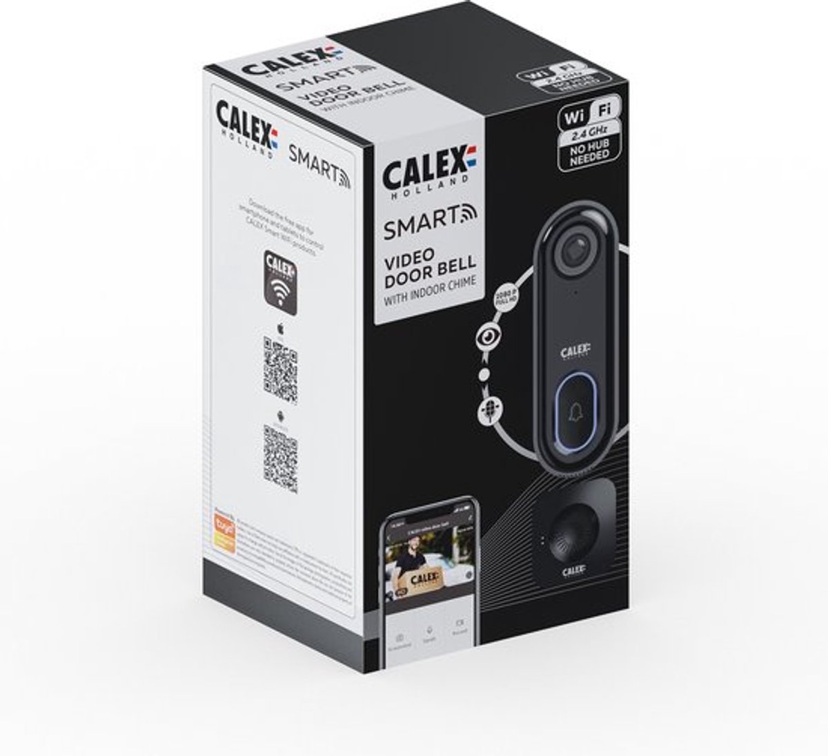 Calex Slimme Video Deurbel Full HD Zwart