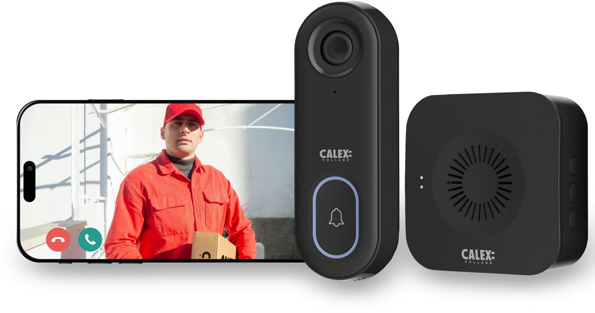 Calex Slimme Video Deurbel Full HD Zwart