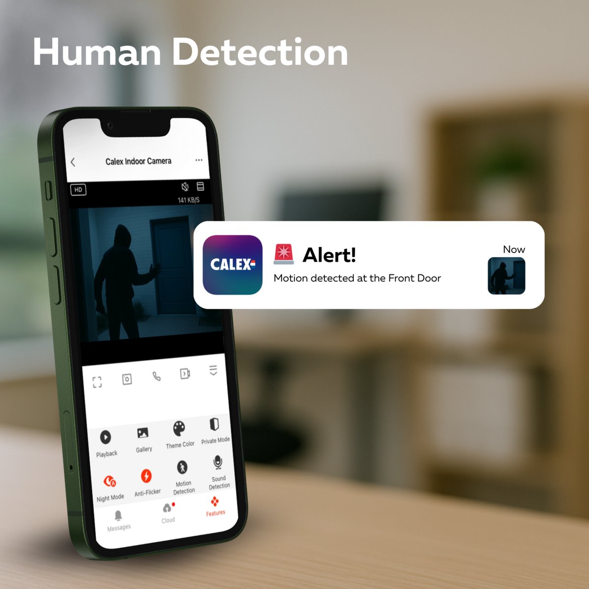 Calex Slimme Video Deurbel Full HD Zwart