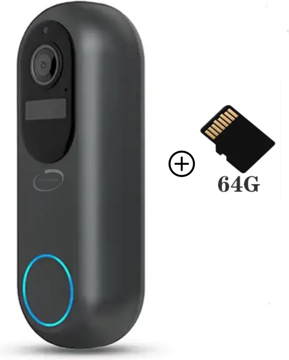 Casamix Deurbel Pro Zwart inclusief SD Kaart 64GB