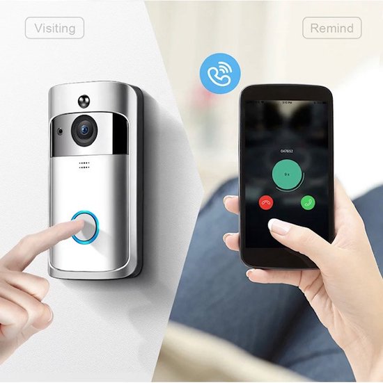 Casamix Draadloze HD WiFi Video Deurbel Zilver Set