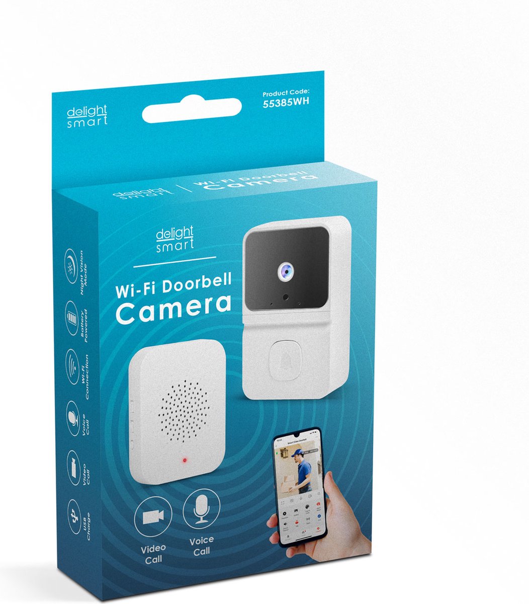Delight 55385WH Video Deurbel met Wifi en Camera
