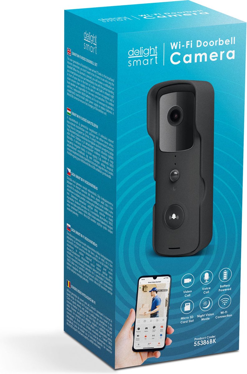 Delight 55386BK Video Deurbel met Camera en Wifi