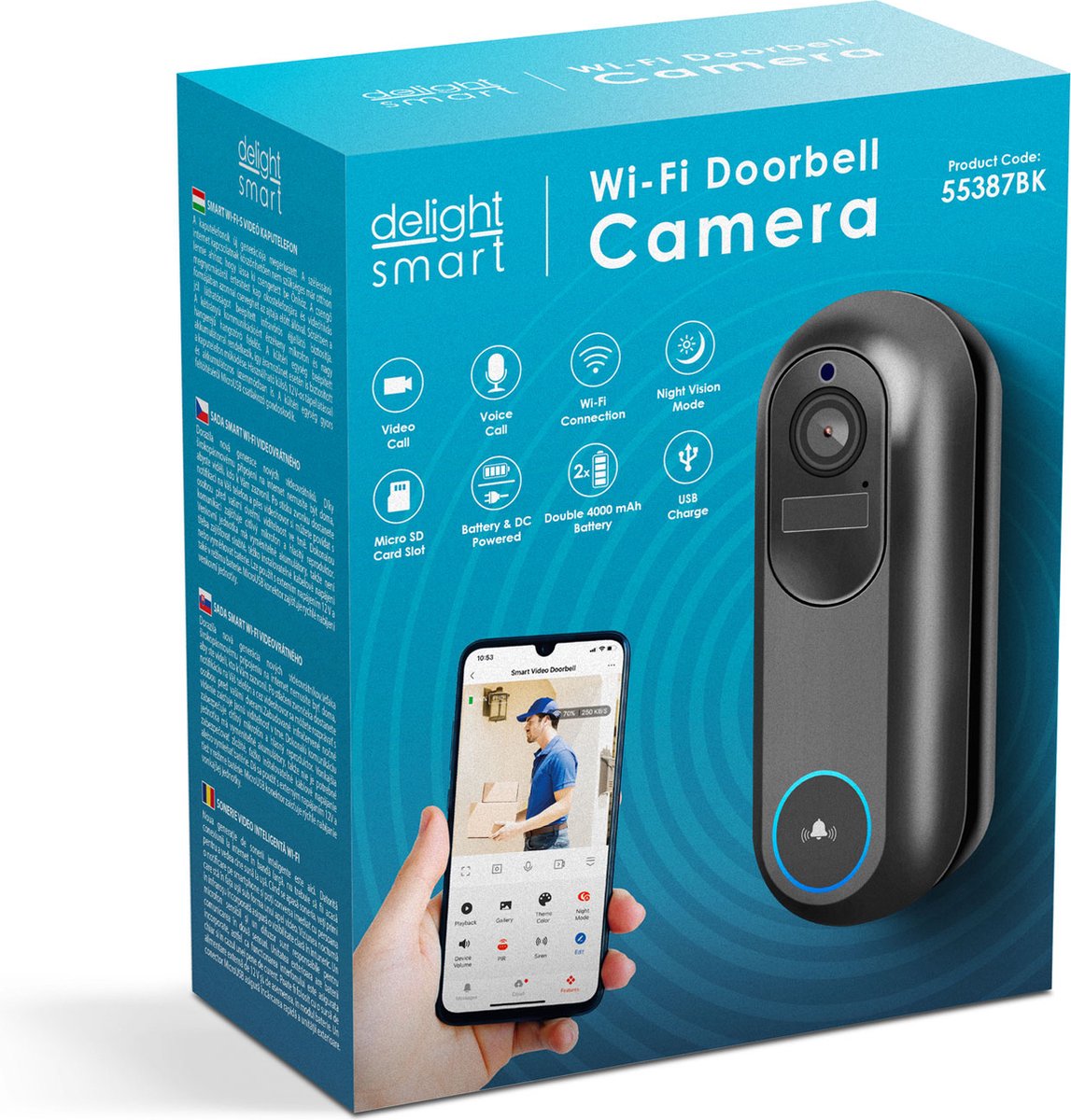 Delight Doorbell 55387BK Full HD Camera Wifi Intercom